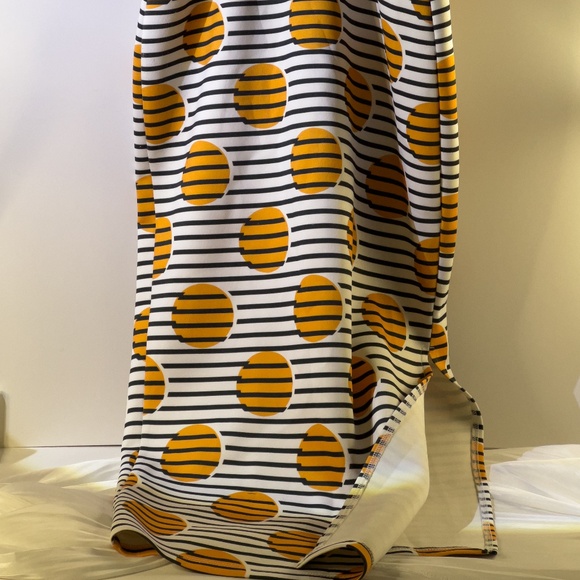 ASOS Graphic Midi Skirt – Yellow & Black Striped Dot Print - Picture 1 of 4